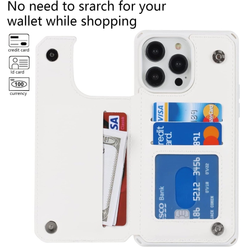 etui Coque iPhone 14 Pro Case Wallet Card Holder Case [3 Card Slots] [with Lanyard] PU Leather Flip Shockproof