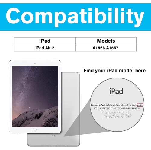 Smart Case for iPad Air 2 2014 A1566 A1567, Slim Lightweight Stand Protective Cover with Translucent Frosted