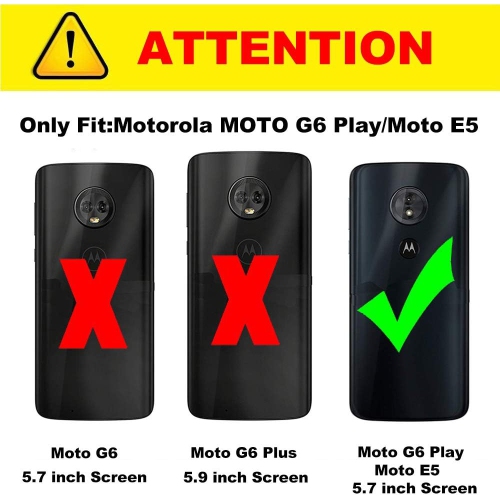 Étui antichoc de qualité militaire pour Moto E5 de Motorola, [étui Play pour Moto G6] béquille en métal pour anneau rotatif 360