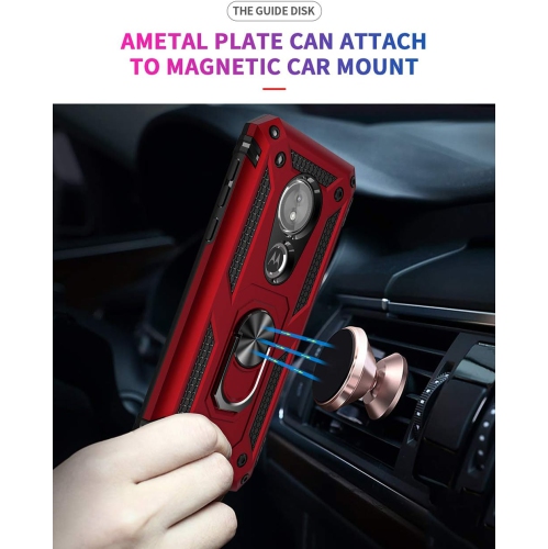 Étui antichoc de qualité militaire pour Moto E5 de Motorola, [étui Play pour Moto G6] béquille en métal pour anneau rotatif 360