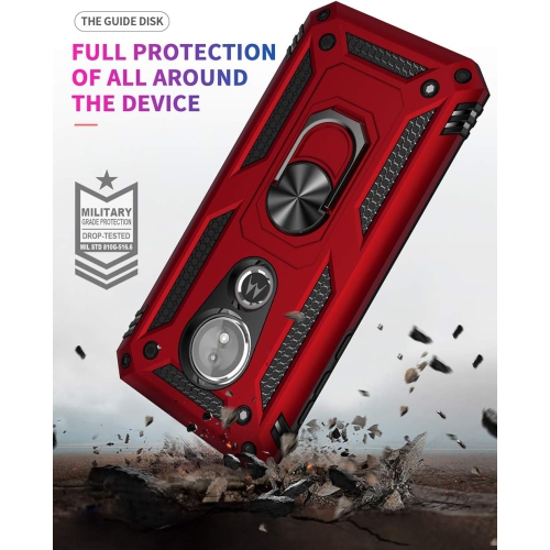 Étui antichoc de qualité militaire pour Moto E5 de Motorola, [étui Play pour Moto G6] béquille en métal pour anneau rotatif 360