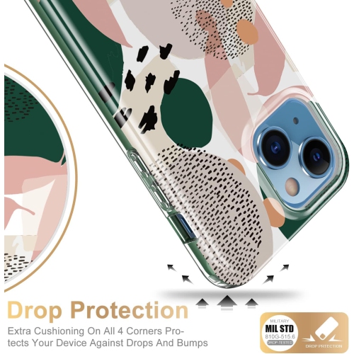 Étui pour iPhone 13 avec protecteur d'écran intégré, étui robuste avec motifs tendance pour femmes