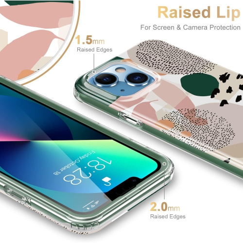 Étui pour iPhone 13 avec protecteur d'écran intégré, étui robuste avec motifs tendance pour femmes
