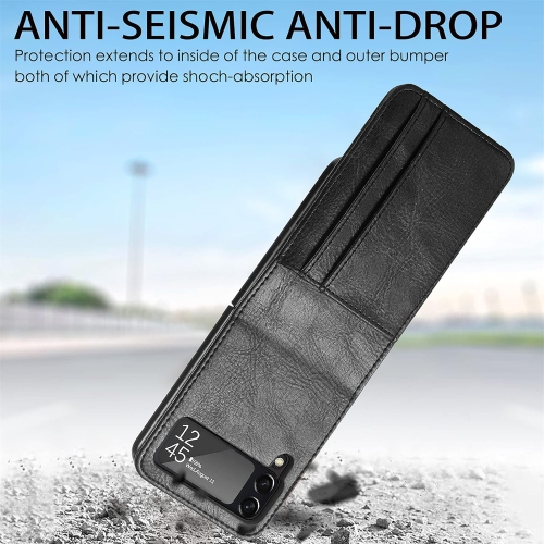 CCSamll for Samsung Galaxy Z Flip 3 Wallet Case with Card Holder,Touch Slim PU Leather Shockproof Phone Case Cover