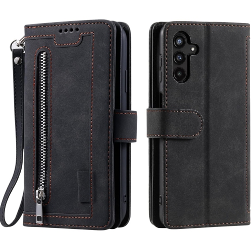 Wallet Case for Samsung Galaxy A13/A04s, Retro 9 Card Holder Slots Zipper Pocket Handbag Case PU Leather