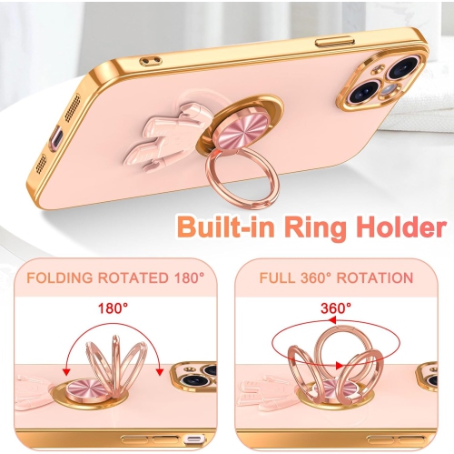 for iPhone 15 Plus Case with Magnetic Ring Stand Shockproof Drop Protection Anti-Scratch Slim Thin Soft TPU