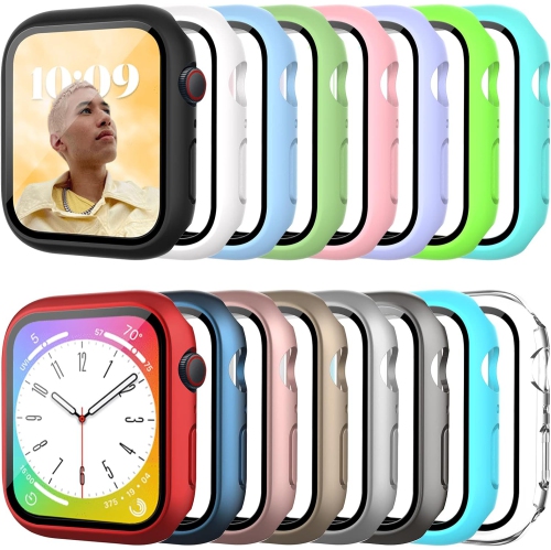 Paquet de 16 étuis pour Apple Watch Series se 2022 6/se/5/4 40&nbsp;mm avec protecteur d'écran en verre trempé, rigide et durable