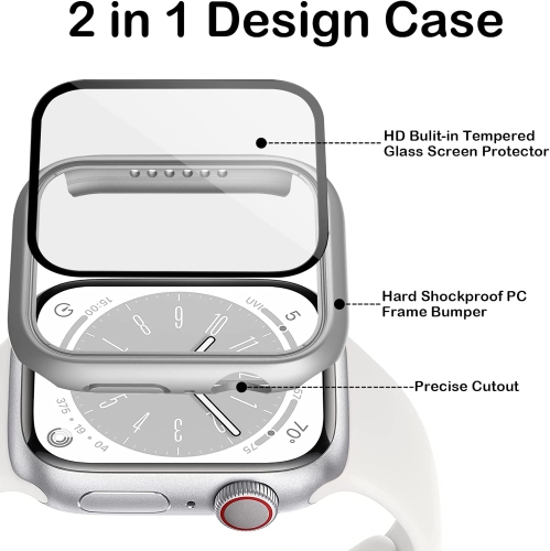 Paquet de 16 étuis pour Apple Watch Series se 2022 6/se/5/4 40&nbsp;mm avec protecteur d'écran en verre trempé, rigide et durable