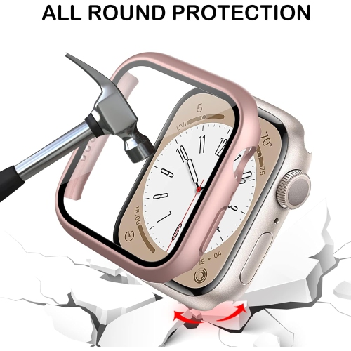 Paquet de 16 étuis pour Apple Watch Series se 2022 6/se/5/4 40&nbsp;mm avec protecteur d'écran en verre trempé, rigide et durable