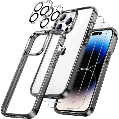 3 in 1 Case for iPhone 14 Pro 6.1-Inch, with 2-Pack Screen Protector and 2-Pack Camera Lens Protector, Full