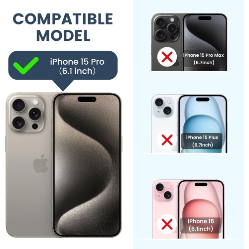 for iPhone 15 Pro Case with Screen Protector - Slide Camera Cover Protective Phone Case with Ring Stand, Heavy