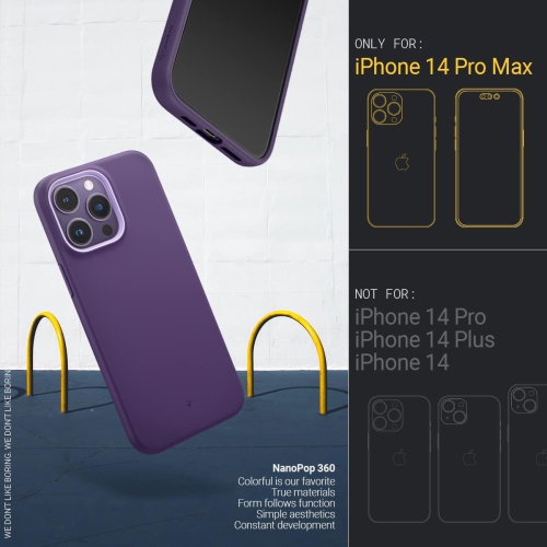 Nano Pop 360 Case with Screen Protector 2 Pack Compatible with iPhone 14 Pro Max Case 5G - Grape