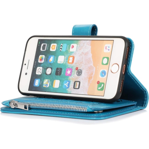 Wallet Case for iPhone SE 2022 5G/iPhone 7/iPhone 8/iPhone SE 2020, Premium PU Leather Magnetic Flower Zipper