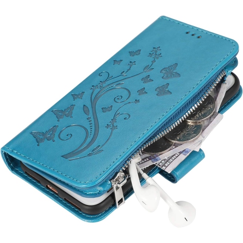 Wallet Case for iPhone SE 2022 5G/iPhone 7/iPhone 8/iPhone SE 2020, Premium PU Leather Magnetic Flower Zipper