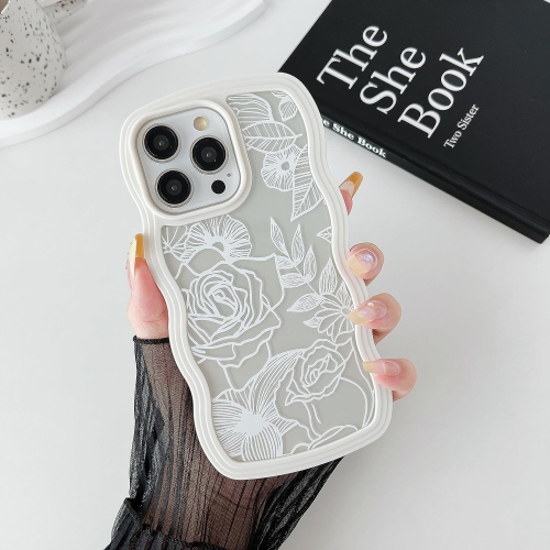 Image 1 of 4.. iPhone 12 Pro Max Case, Cute Floral Rose Wavy Curly Wave Frame Clear Aesthetic Phone Case for Women Girls, Slim