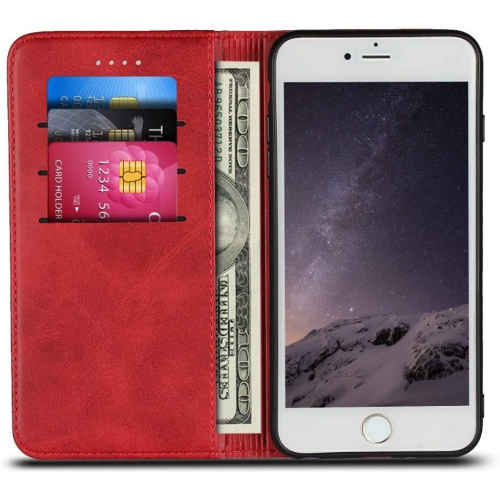 for iPhone 6 Plus /6s Plus Case,Cowhide Pattern Leather Magnetic Book Wallet Case Stand Holder Flip Cover