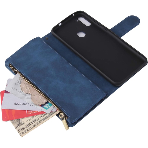 Compatible avec l'étui portefeuille en verre trempé et la carte à rabat en cuir pour Galaxy A11 de Samsung