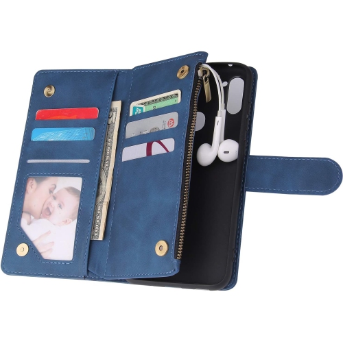 Compatible avec l'étui portefeuille en verre trempé et la carte à rabat en cuir pour Galaxy A11 de Samsung