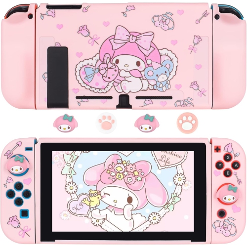Cute Rabbit Switch Protective Case Dockable Soft Silicone Shell Shockproof Scratch Resistant Cover Joy Con Skin