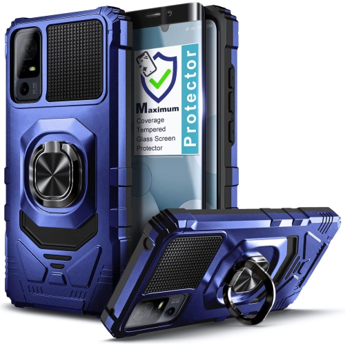 Compatible with TCL 40 XE 5G Case with Tempered Glass Screen Protector, Full-Body Protective