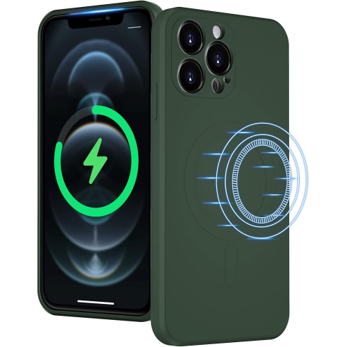Image 1 of 5.. Liquid Silicone Wireless Charging Phone Case for iPhone 12 Pro Max 6.7 inch, Built-in Magnets Compatible
