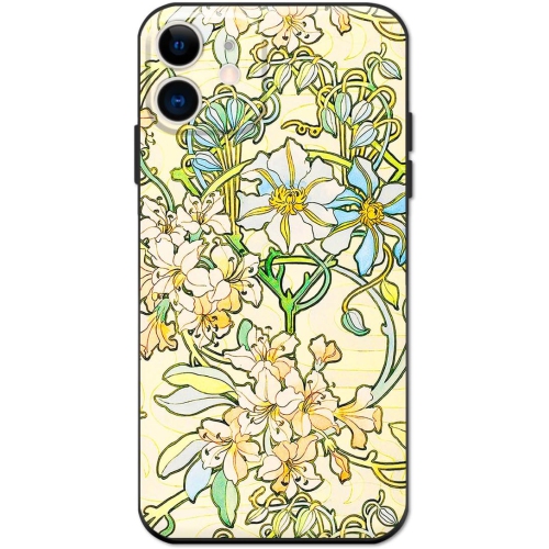 Compatible with iPhone 12 Mini Case Cute Art Silicone Case with Design for Women Floral Flower Pattern with Screen