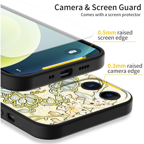 Compatible with iPhone 12 Mini Case Cute Art Silicone Case with Design for Women Floral Flower Pattern with Screen