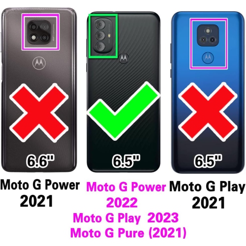 Étui pour Moto G Power 2022/MotoG Play 2023/G Pure 2021 de Motorola avec protecteur d'écran et accessoires