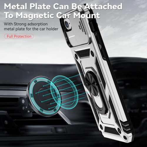 for iPhone SE and iPhone 8/7/6 Case with Camera Lens Cover HD Screen Protector, Military