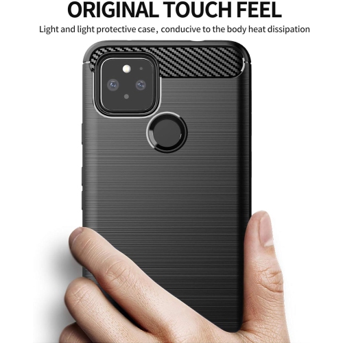 [Fibre de carbone] Étui pour Google Pixel 4a (6,2 po), durable [absorption des chocs] Étui mince TPU mat léger
