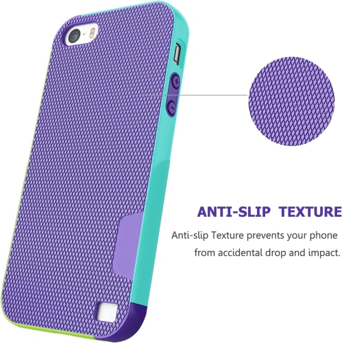 iPhone SE Case, iPhone 5S Case with 2 Pack Tempered Glass Screen Protector, Contrasting Colors Ultra