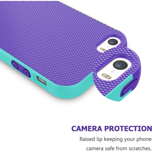 iPhone SE Case, iPhone 5S Case with 2 Pack Tempered Glass Screen Protector, Contrasting Colors Ultra