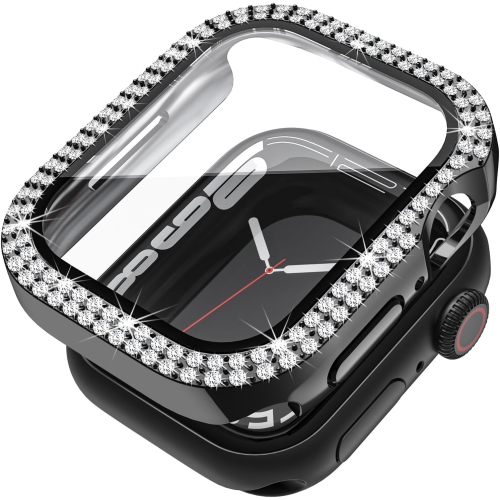 Étui Bling de 2pack avec protecteur d'écran en verre trempé pour Apple Watch Series 6 5 4 se 44&nbsp;mm, cadre rigide pour PC