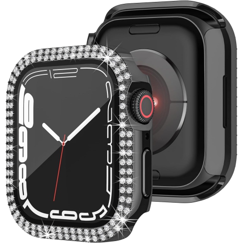 Étui Bling de 2pack avec protecteur d'écran en verre trempé pour Apple Watch Series 6 5 4 se 44&nbsp;mm, cadre rigide pour PC