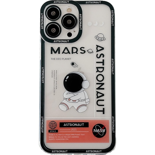 for iPhone 11 Pro Max Clear Cute Case, Cool Cartoon Astronaut Space Rocket Moon Design Stylish TPU Bumper