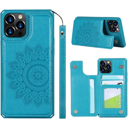 Image 1 of 5.. for iPhone 12 Pro Max Case,Credit Card Holder & Slot Wallet Case Mandala Back Shell Cover Shockproof