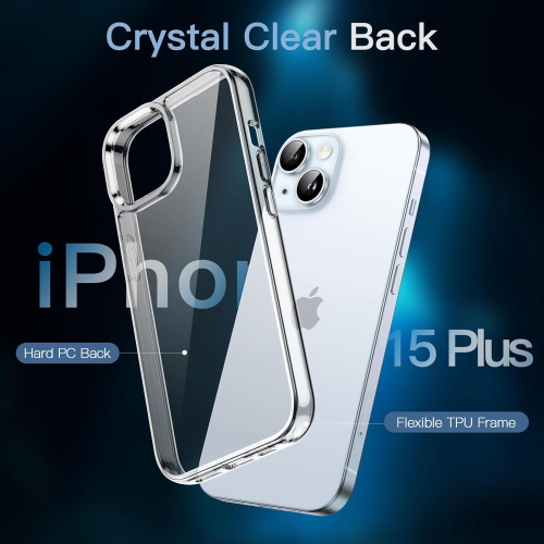 5 in 1 Case for iPhone 15 Plus 6.7-Inch with 2-Pack Each Tempered Glass Screen Protector and Camera Lens