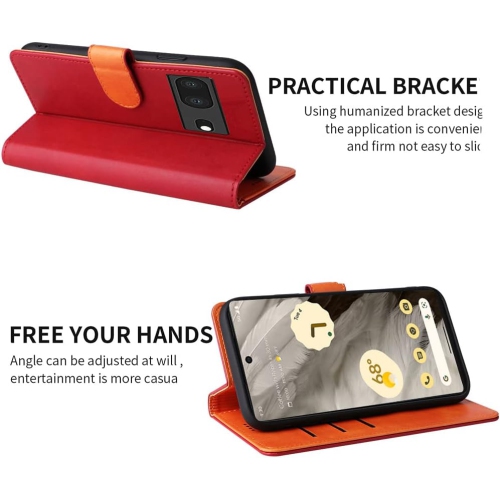 Étui portefeuille à rabat en cuir véritable pour Pixel 7 de Google avec béquille antivol RFID et fermoir magnétique solide