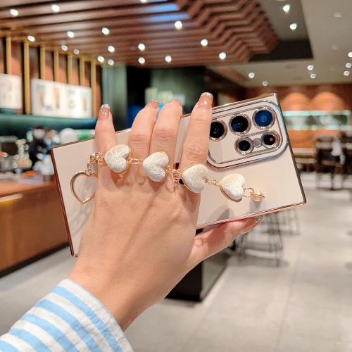 Samsung Galaxy S23 Ultra 5G 6.8" Case - Luxury Heart Bracelet, Cute Love Hearts Cover, Camera Protection,