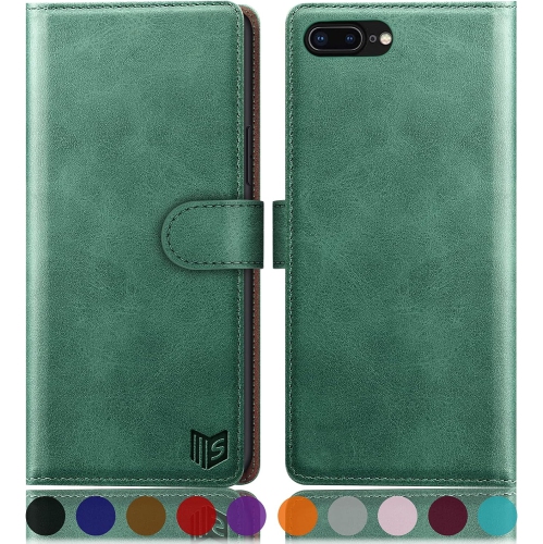 Pour iPhone 7 plus/8 plus 5,5 po avec étui portefeuille en cuir anti-RFID, carte de crédit