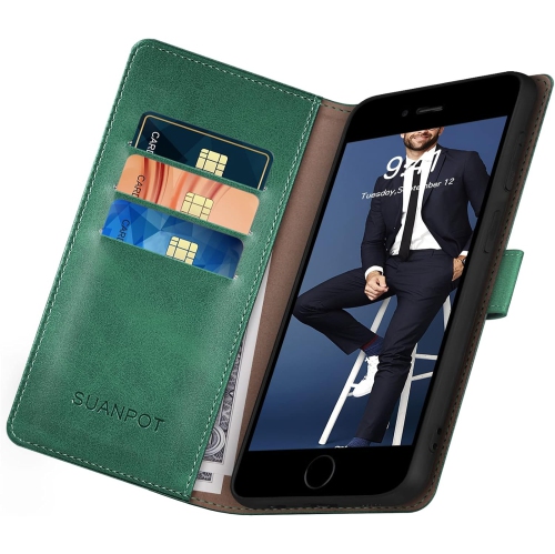 Pour iPhone 7 plus/8 plus 5,5 po avec étui portefeuille en cuir anti-RFID, carte de crédit