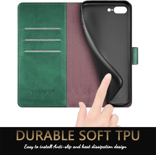 Pour iPhone 7 plus/8 plus 5,5 po avec étui portefeuille en cuir anti-RFID, carte de crédit