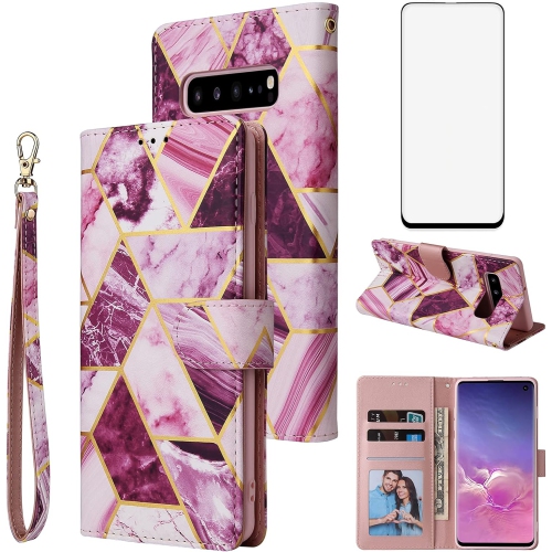 Image 1 de 5.. Compatible avec l'étui portefeuille en verre trempé avec support à cartes à rabat pour Galaxy S10e de Samsung