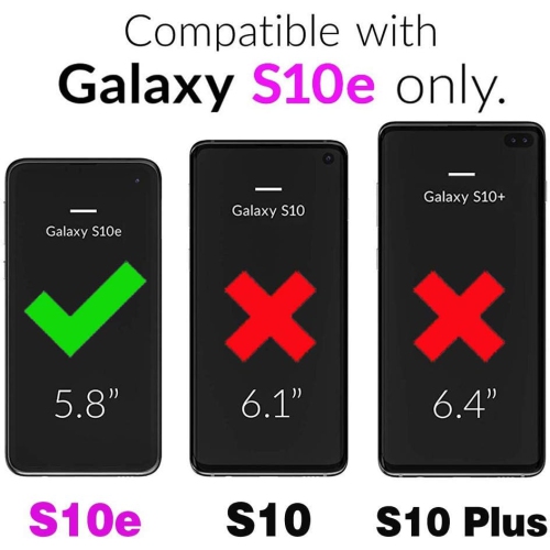 Compatible avec l'étui portefeuille en verre trempé avec support à cartes à rabat pour Galaxy S10e de Samsung