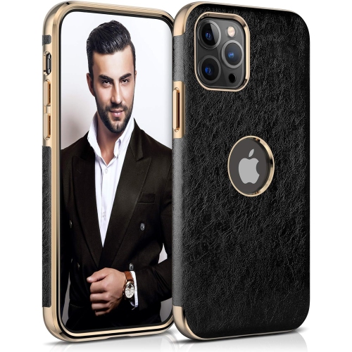 Image 1 of 5.. for iPhone 12 Pro Max Leather Case, Slim Luxury Elegant Men Women Business PU Cover Soft Non-Slip Grip