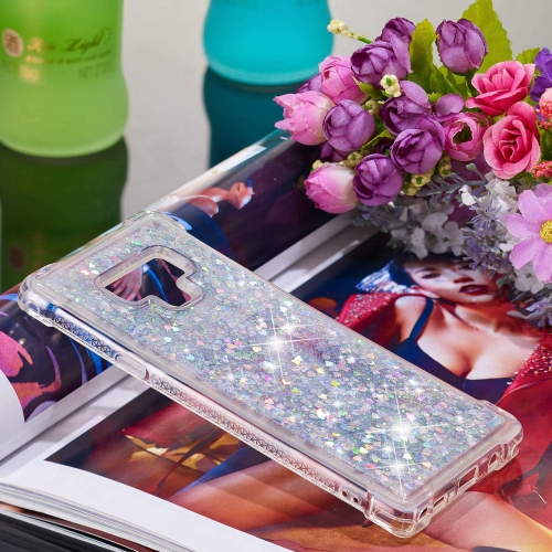 Compatible with Galaxy Note 9 Case, Bling Glitter Liquid Clear Case Floating Quicksand Shockproof Protective