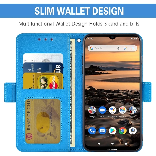 Compatible with Nokia 1.4 Wallet Case and Tempered Glass Screen Protector Credit Card Holder Flip Purse