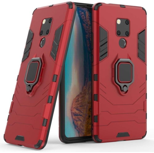 Compatible with Huawei Mate 20 X Case, Metal Ring Grip Kickstand Shockproof Hard Bumper Shell (Works with Magnetic Car
