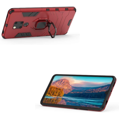 Compatible with Huawei Mate 20 X Case, Metal Ring Grip Kickstand Shockproof Hard Bumper Shell (Works with Magnetic Car
