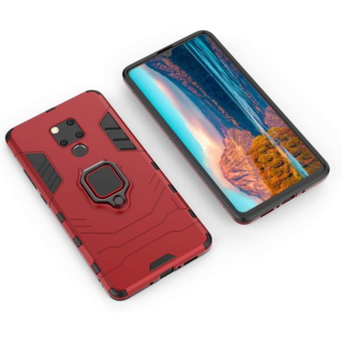 Compatible with Huawei Mate 20 X Case, Metal Ring Grip Kickstand Shockproof Hard Bumper Shell (Works with Magnetic Car